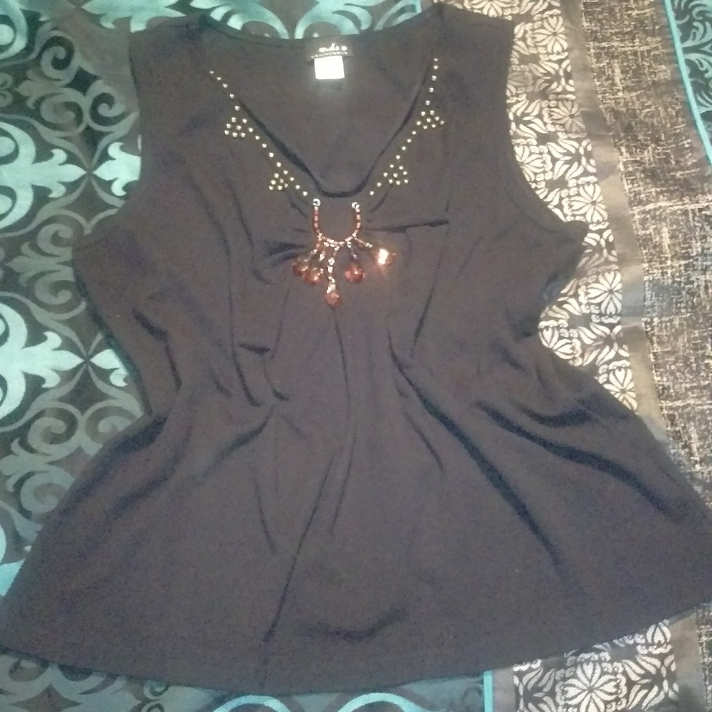 MDS California Studded & Beaded Tank Top